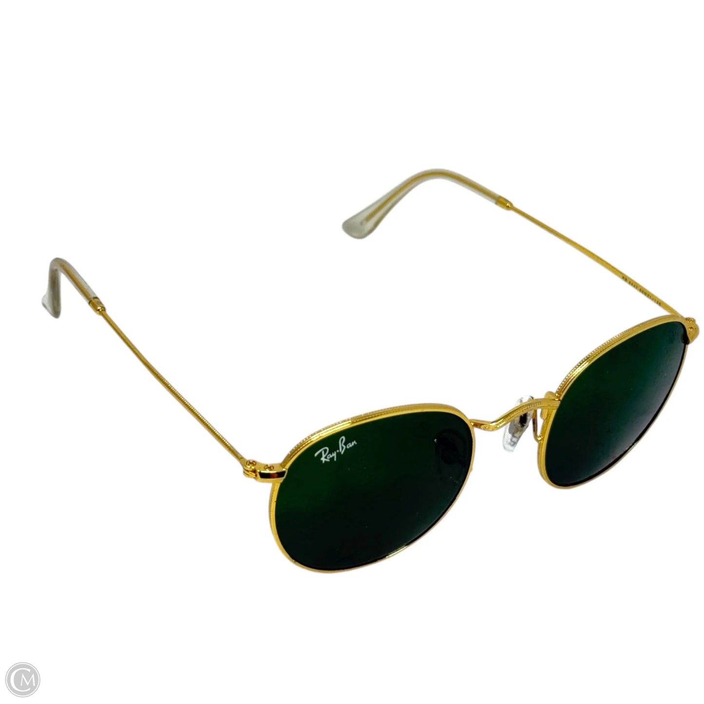 Round Metal 3447 Sunglasses In Polished Arista Gold Designer By Ray Ban, Size: Small