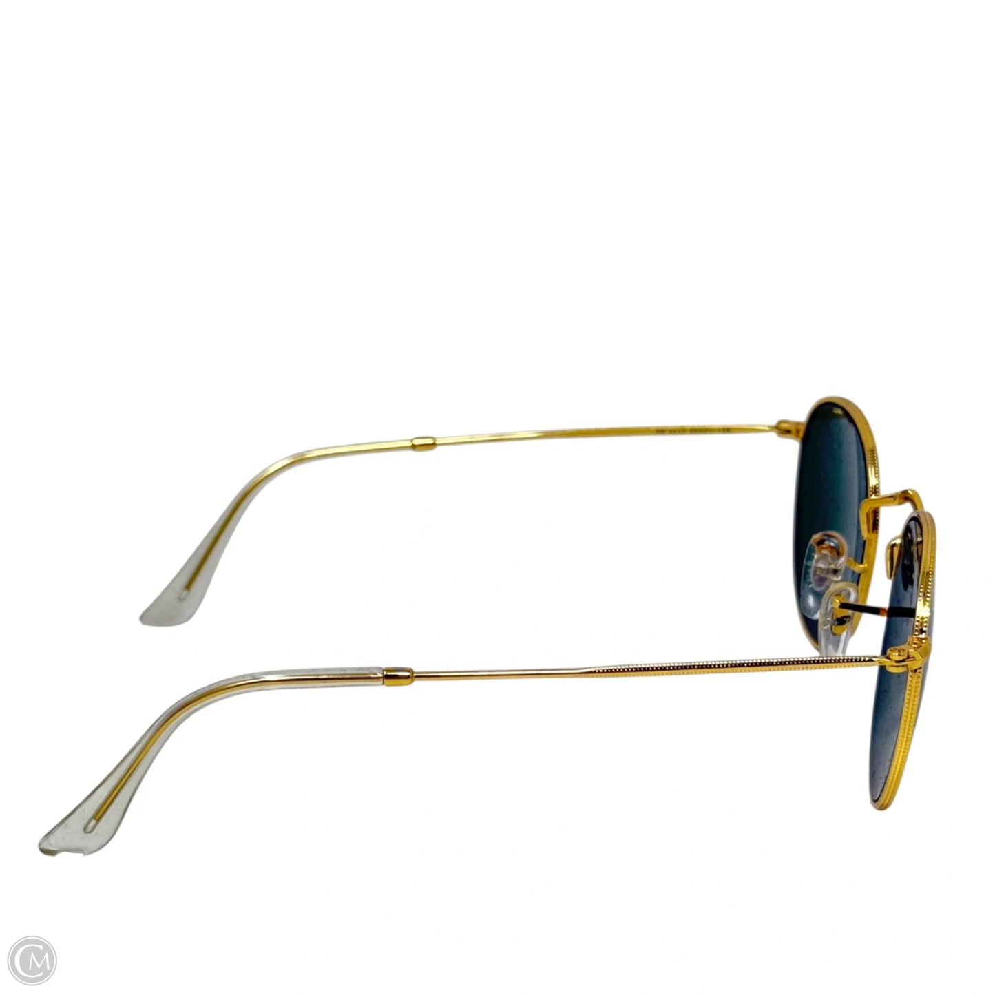 Round Metal 3447 Sunglasses In Polished Arista Gold Designer By Ray Ban, Size: Small
