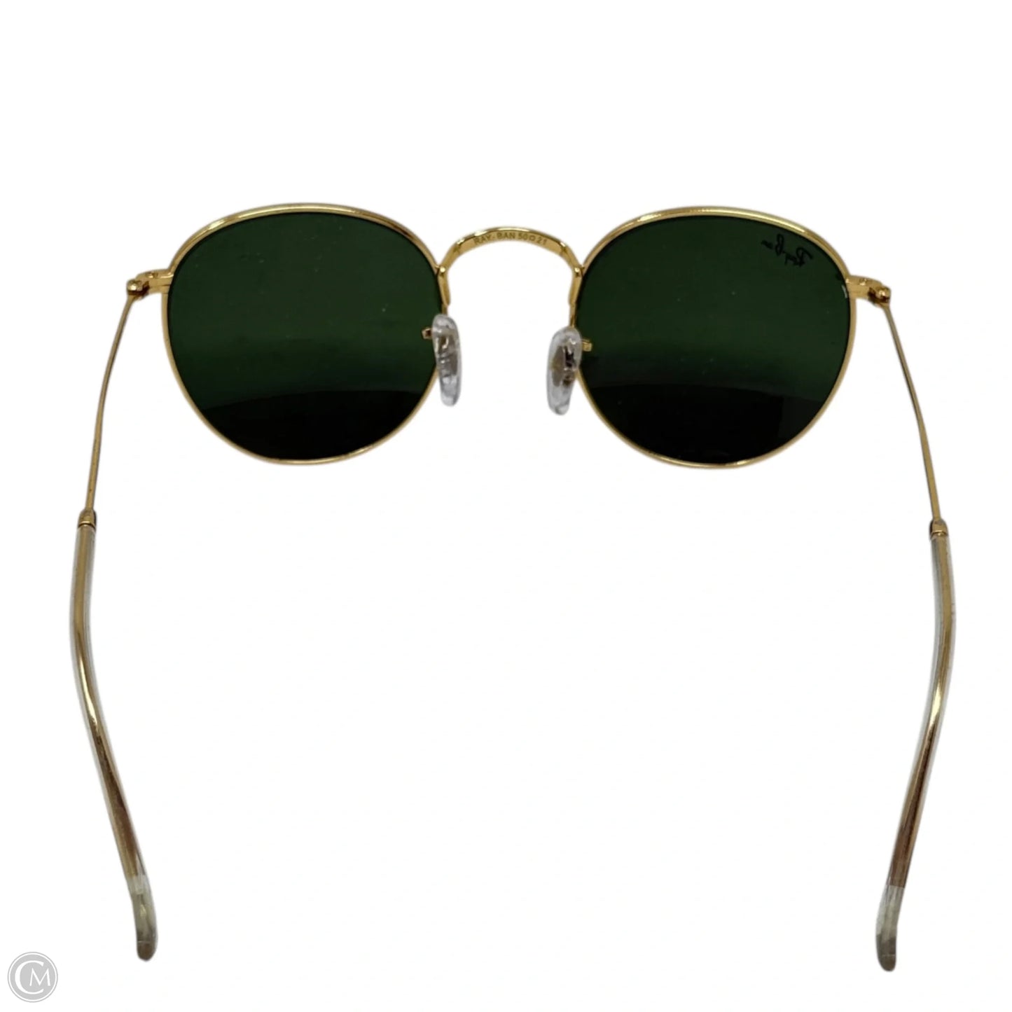 Round Metal 3447 Sunglasses In Polished Arista Gold Designer By Ray Ban, Size: Small