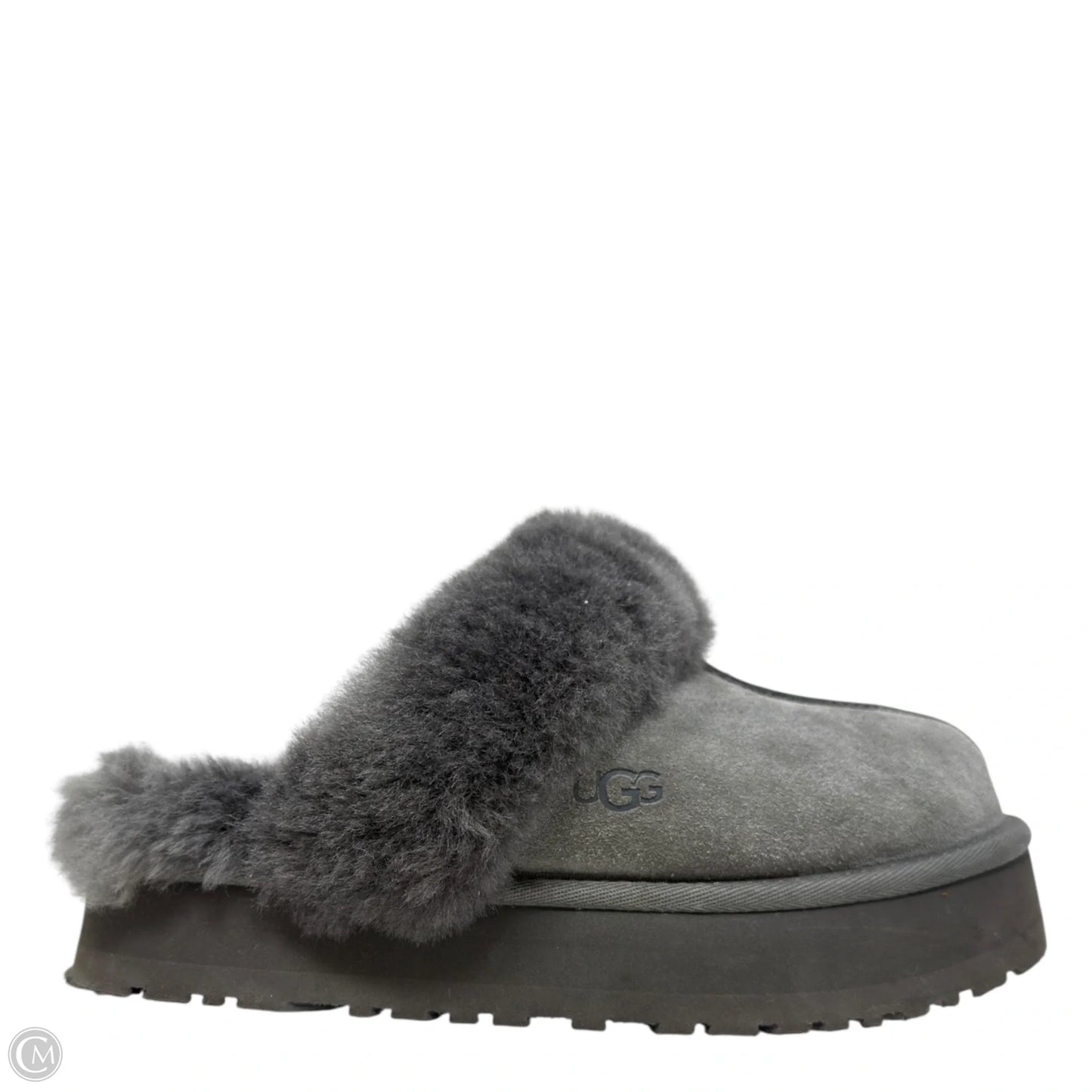 Disquette Platform Slippers Designer By Ugg In Grey, Size: 6