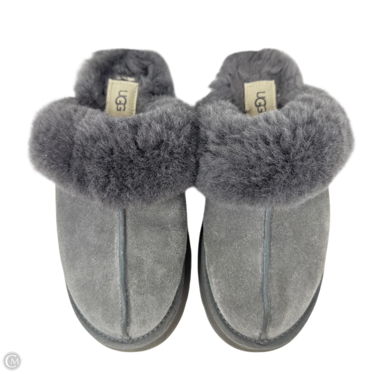 Disquette Platform Slippers Designer By Ugg In Grey, Size: 6