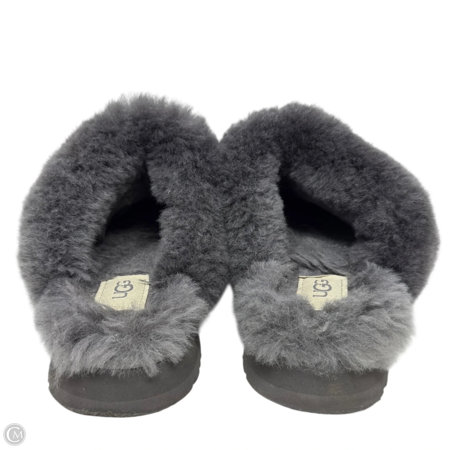 Disquette Platform Slippers Designer By Ugg In Grey, Size: 6
