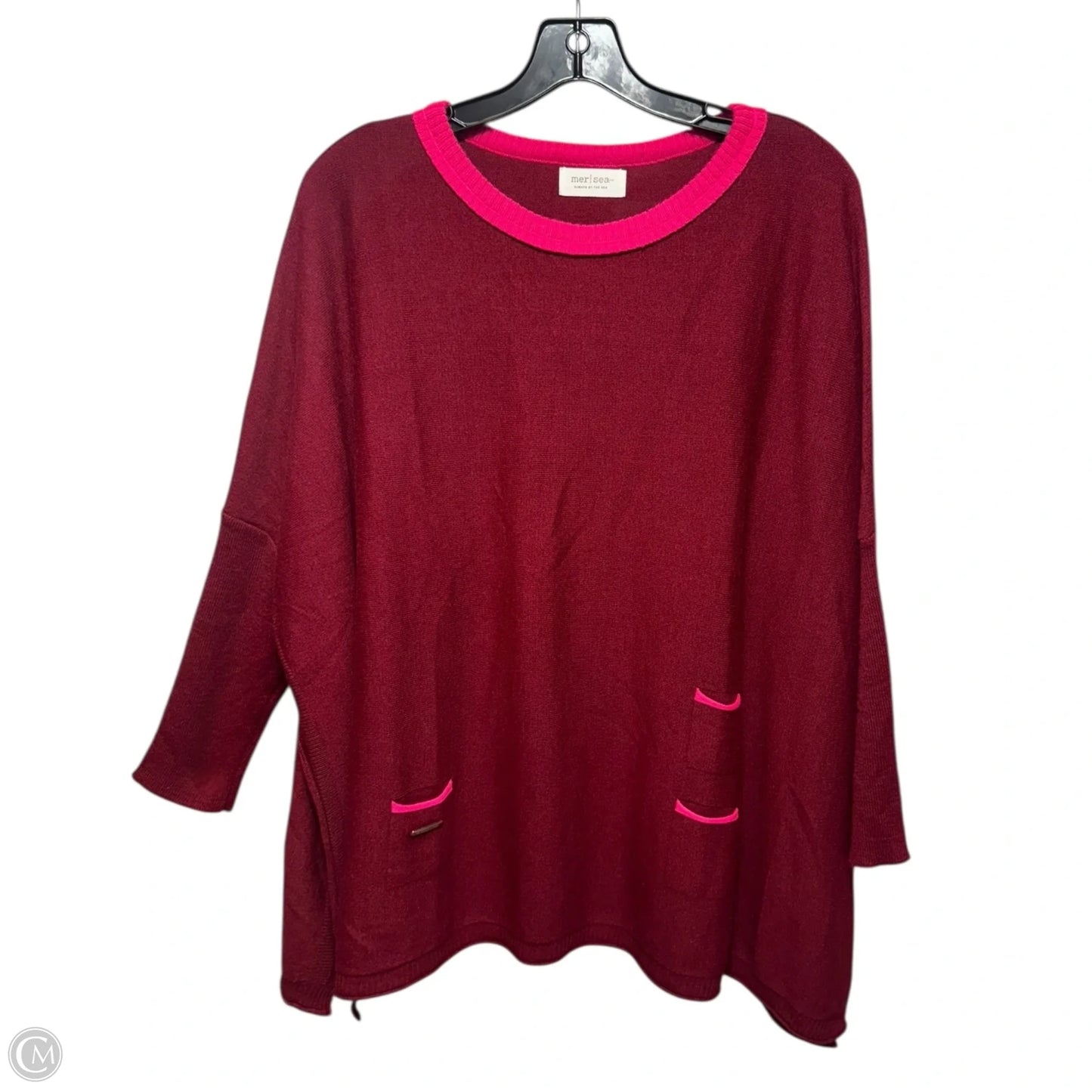Sweater By Mer Sea In Pink & Red, Size: L