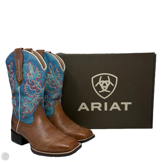 Anthem Savanna Western Boots By Ariat In Blue & Tan, Size: 8