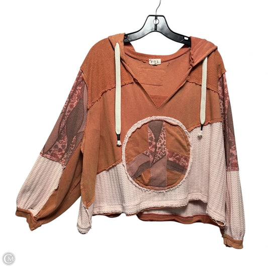 Peace Sign Patchwork Hoodie By Pol In Orange, Size: S