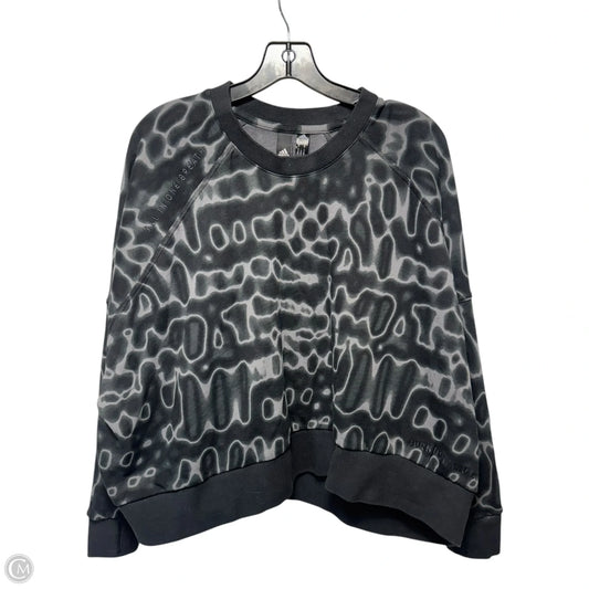 Athletic Top Long Sleeve Crewneck By Adidas In Black & Grey, Size: 1x