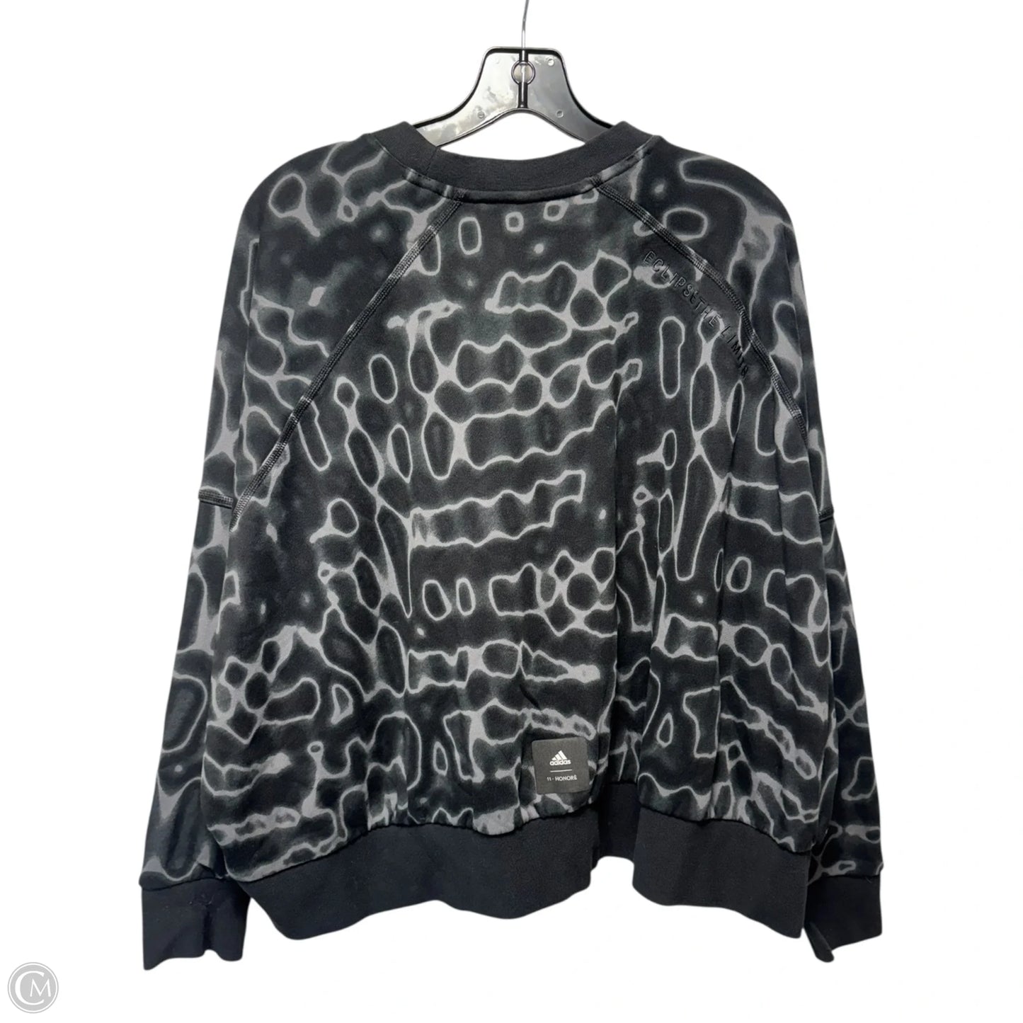 Athletic Top Long Sleeve Crewneck By Adidas In Black & Grey, Size: 1x