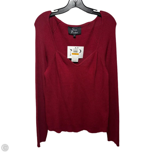 Rib Knit Top Long Sleeve By Nina Parker In Red, Size: 3x