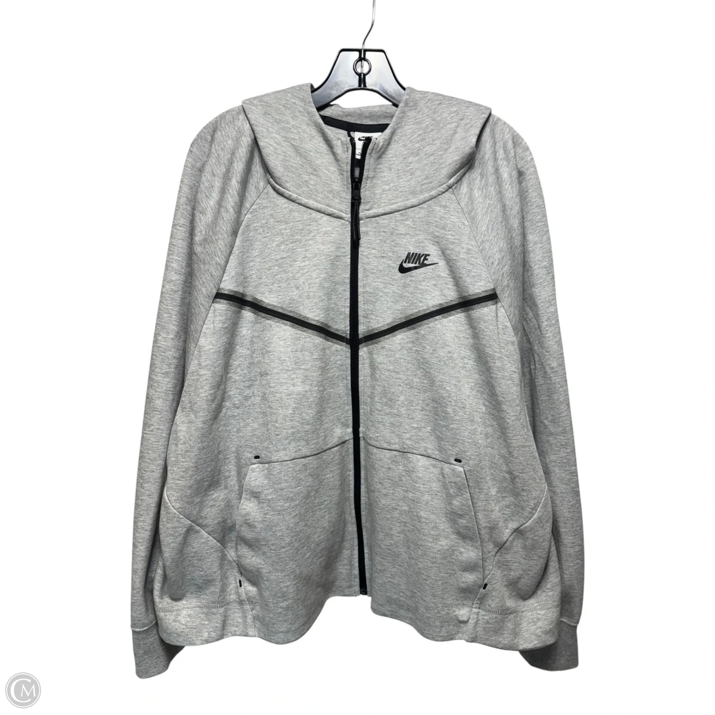 Athletic Jacket By Nike In Grey, Size: 3x