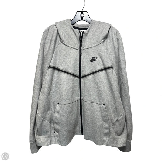 Athletic Jacket By Nike In Grey, Size: 3x
