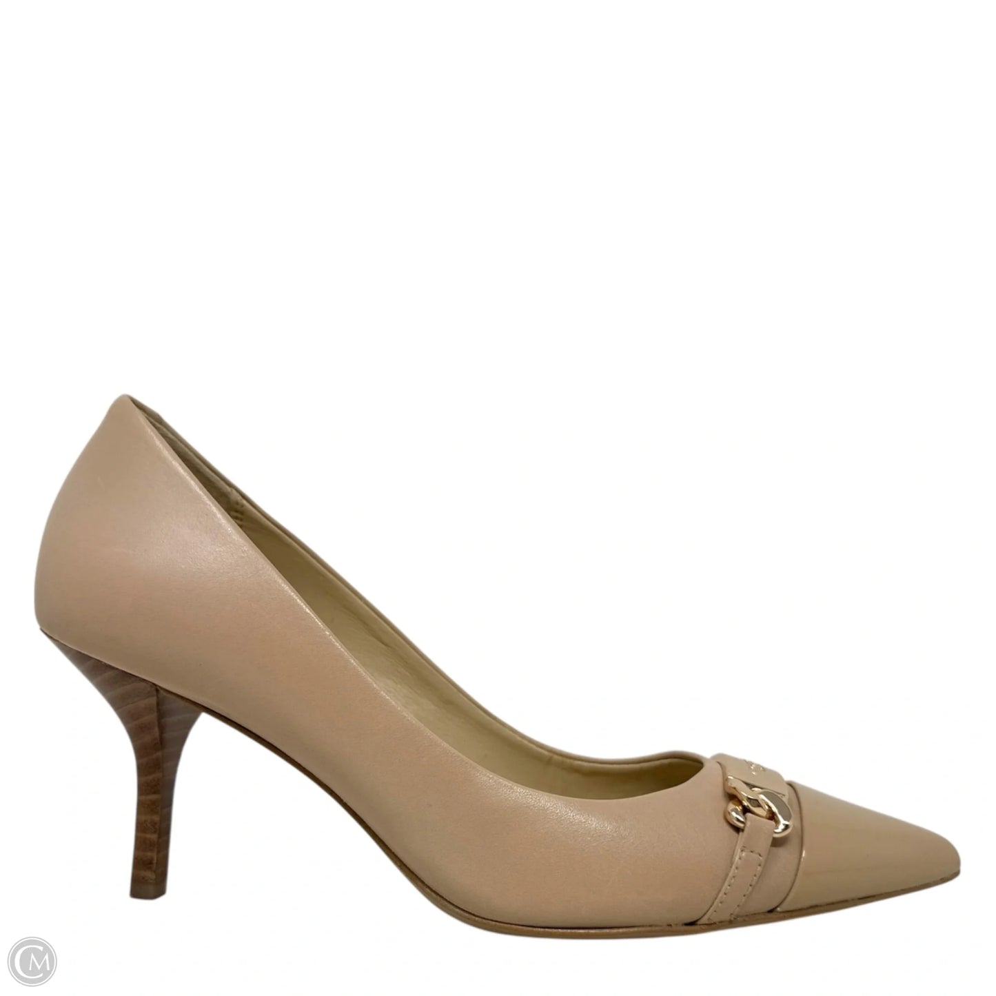 Bowery Pointed-Toe Kitten Heel Pumps Designer By Coach In Tan, Size: 5