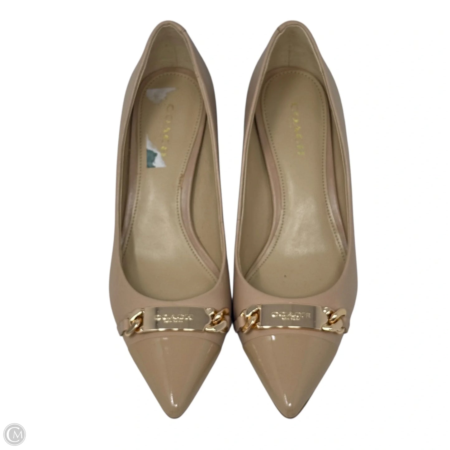 Bowery Pointed-Toe Kitten Heel Pumps Designer By Coach In Tan, Size: 5