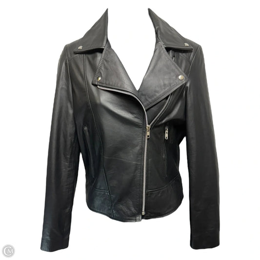 Jacket Moto Leather By Antilope In Black, Size: 2