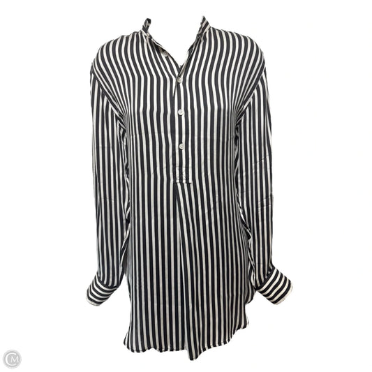 Silk Blouse Long Sleeve By Ralph Lauren Black Label In Striped Pattern, Size: 4