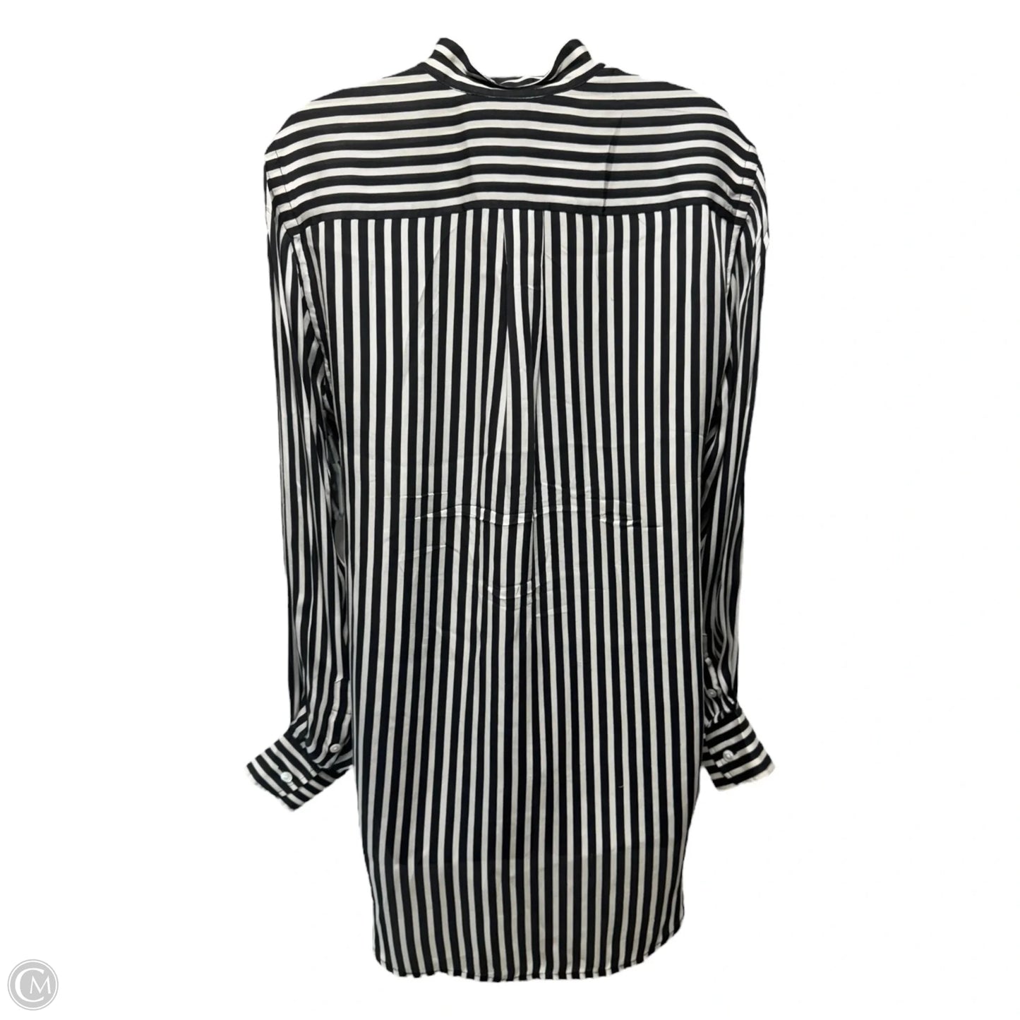 Silk Blouse Long Sleeve By Ralph Lauren Black Label In Striped Pattern, Size: 4