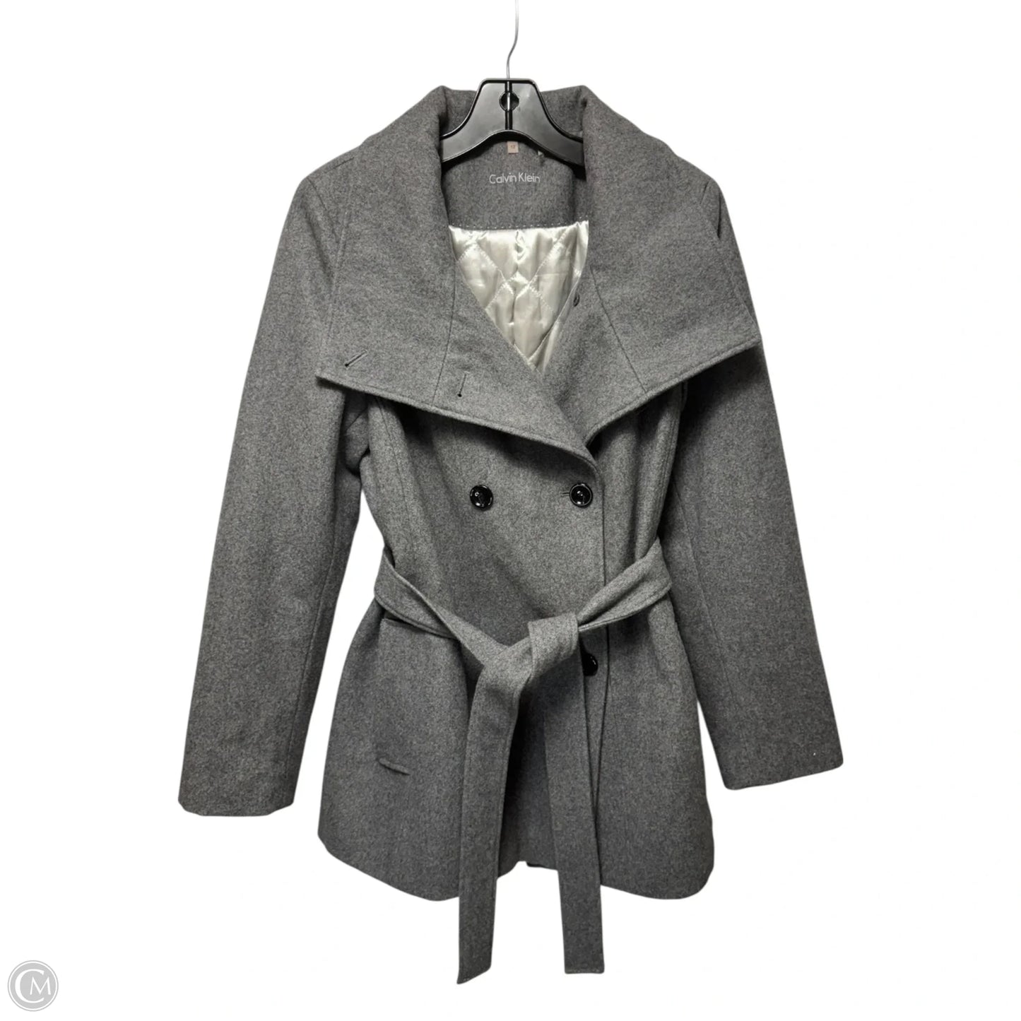 Coat Wool By Calvin Klein In Grey, Size: 12