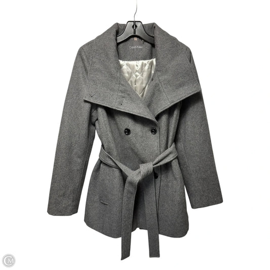 Coat Wool By Calvin Klein In Grey, Size: 12