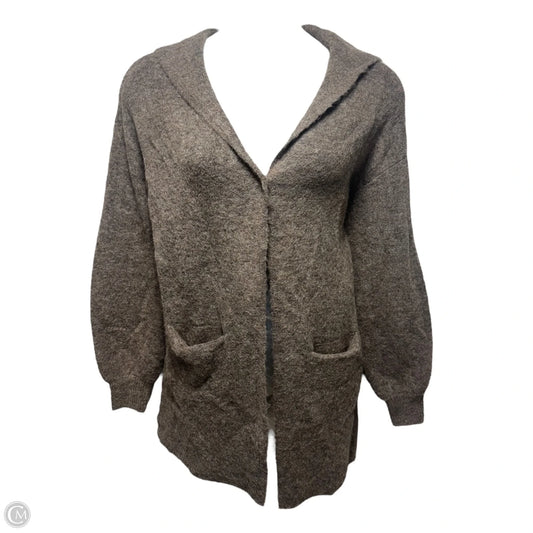 Vivi Cropped Cashmere Blend Cardigan w/ Hood By Beryll In Mocha, Size: Osfm