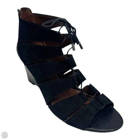 Jeisa Tie Up Wedge Boots Ankle Heels By Donald Pliner In Black, Size: 8.5