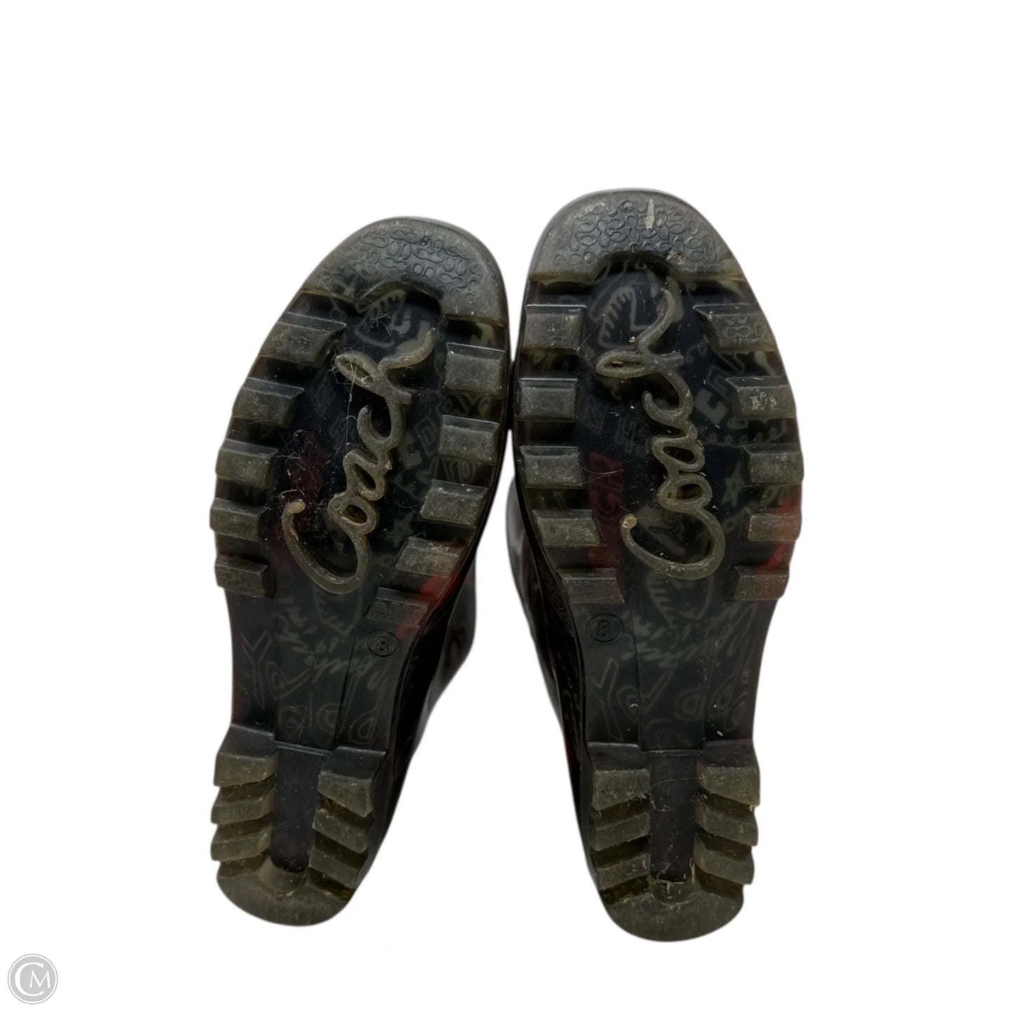 Graffiti Poppy Rain Boots Designer By Coach In Multi-colored, Size: 8