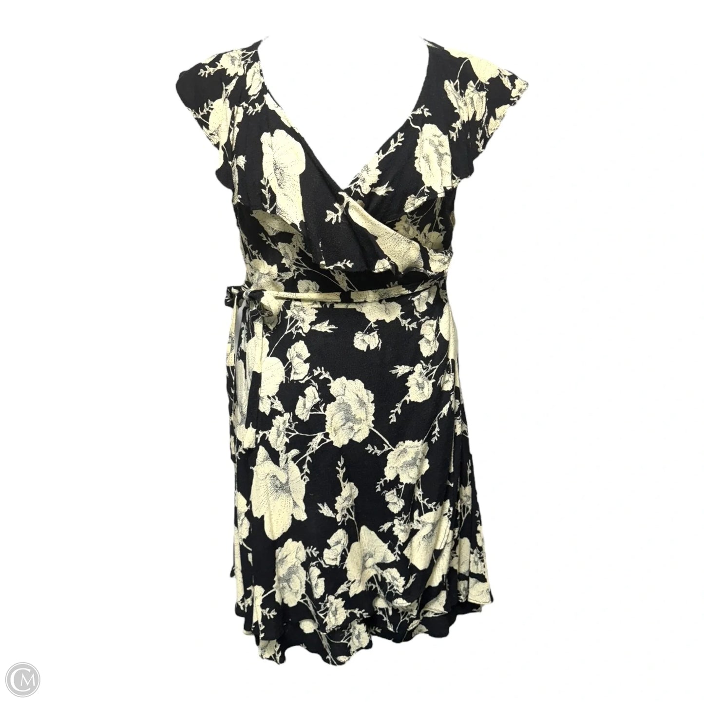 French Quarter Wrap Mini Dress By Free People In Black & Cream, Size: L