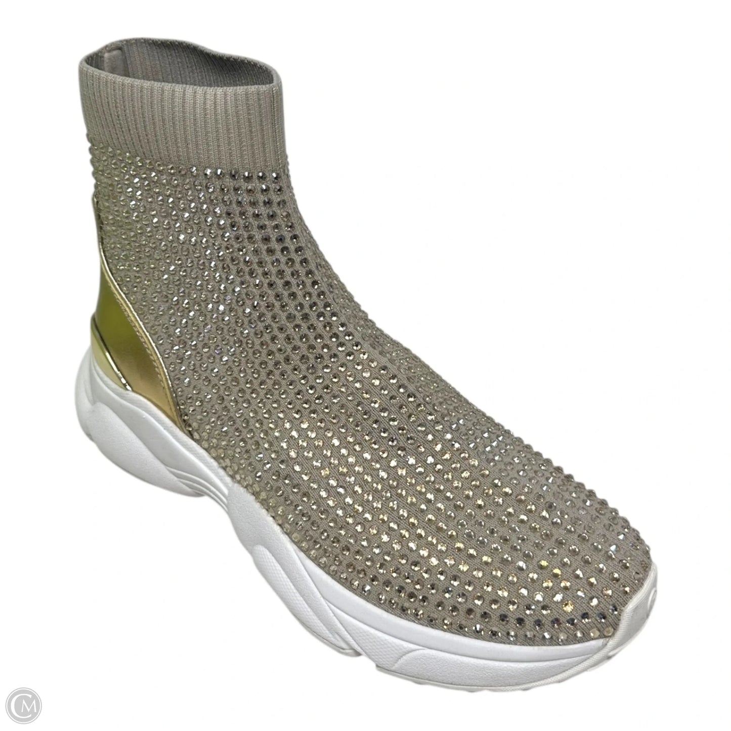 Katrina Rhinestone Sock Boots Ankle Flats By Michael By Michael Kors In Gold & White, Size: 9.5