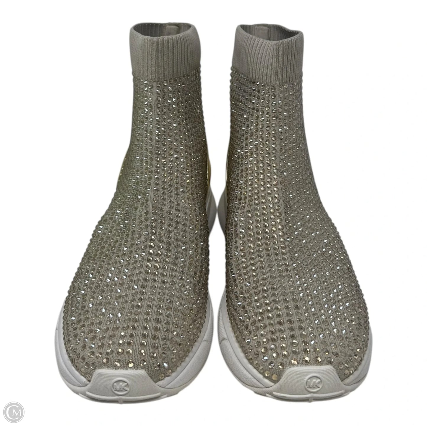 Katrina Rhinestone Sock Boots Ankle Flats By Michael By Michael Kors In Gold & White, Size: 9.5