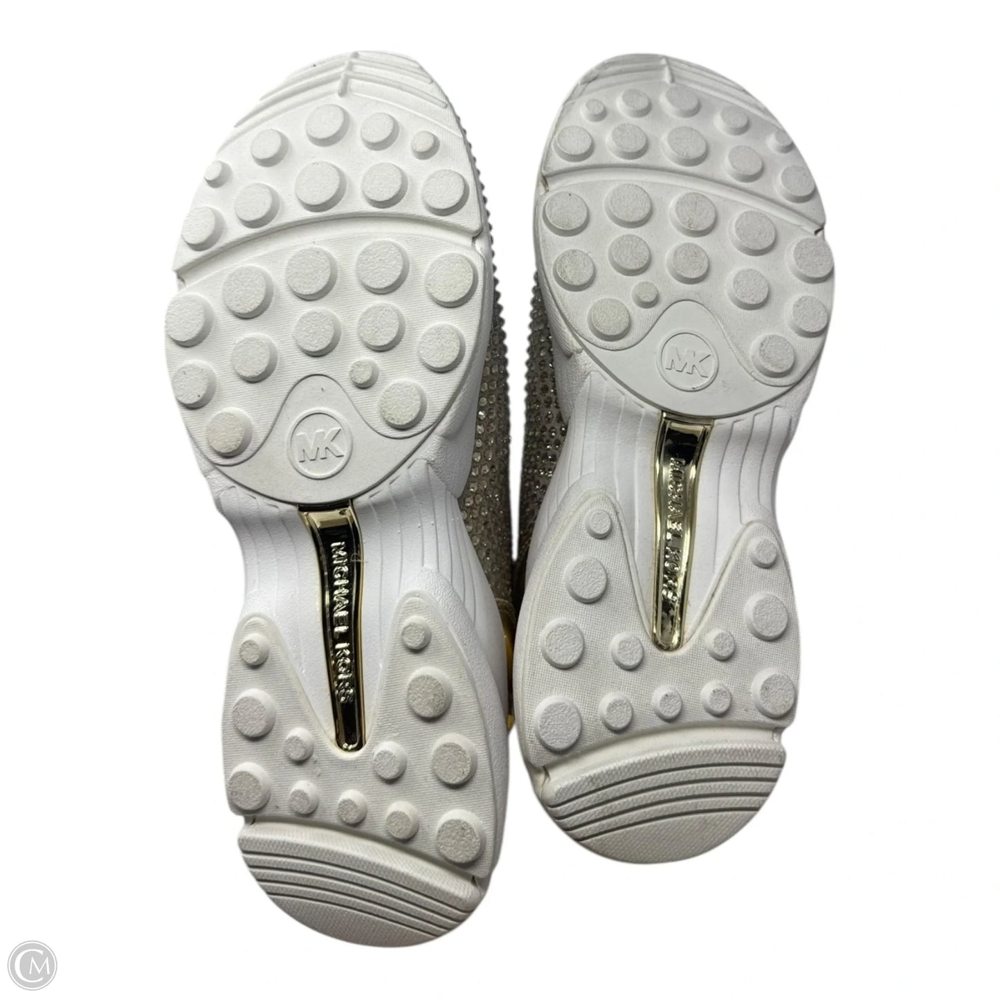 Katrina Rhinestone Sock Boots Ankle Flats By Michael By Michael Kors In Gold & White, Size: 9.5