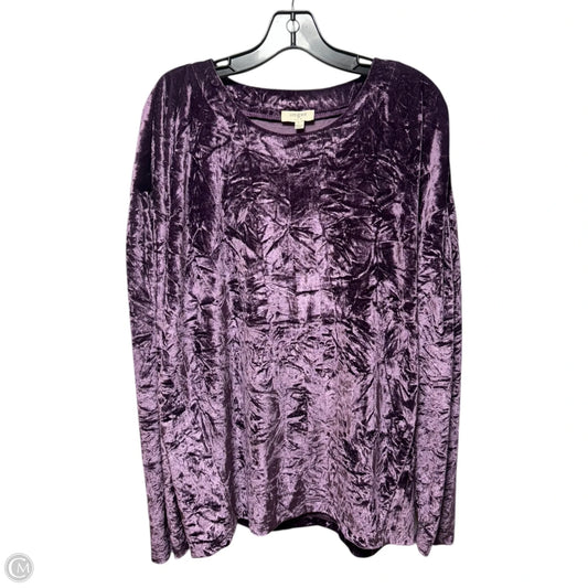 Velvet Top Long Sleeve By Umgee In Purple, Size: L