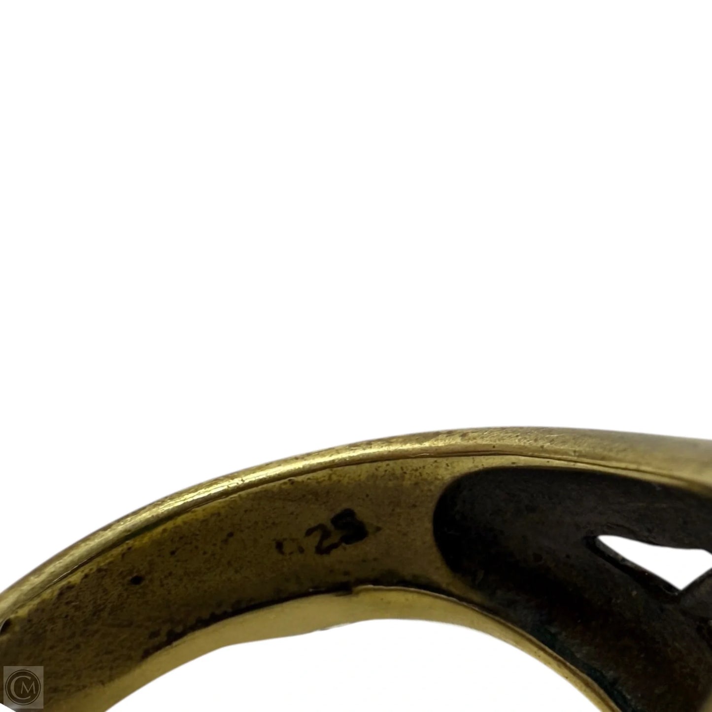 Gold Over Sterling Silver Art Deco Egyptian Revival Faceted Emerald & Marcasite Ring, Size: 8