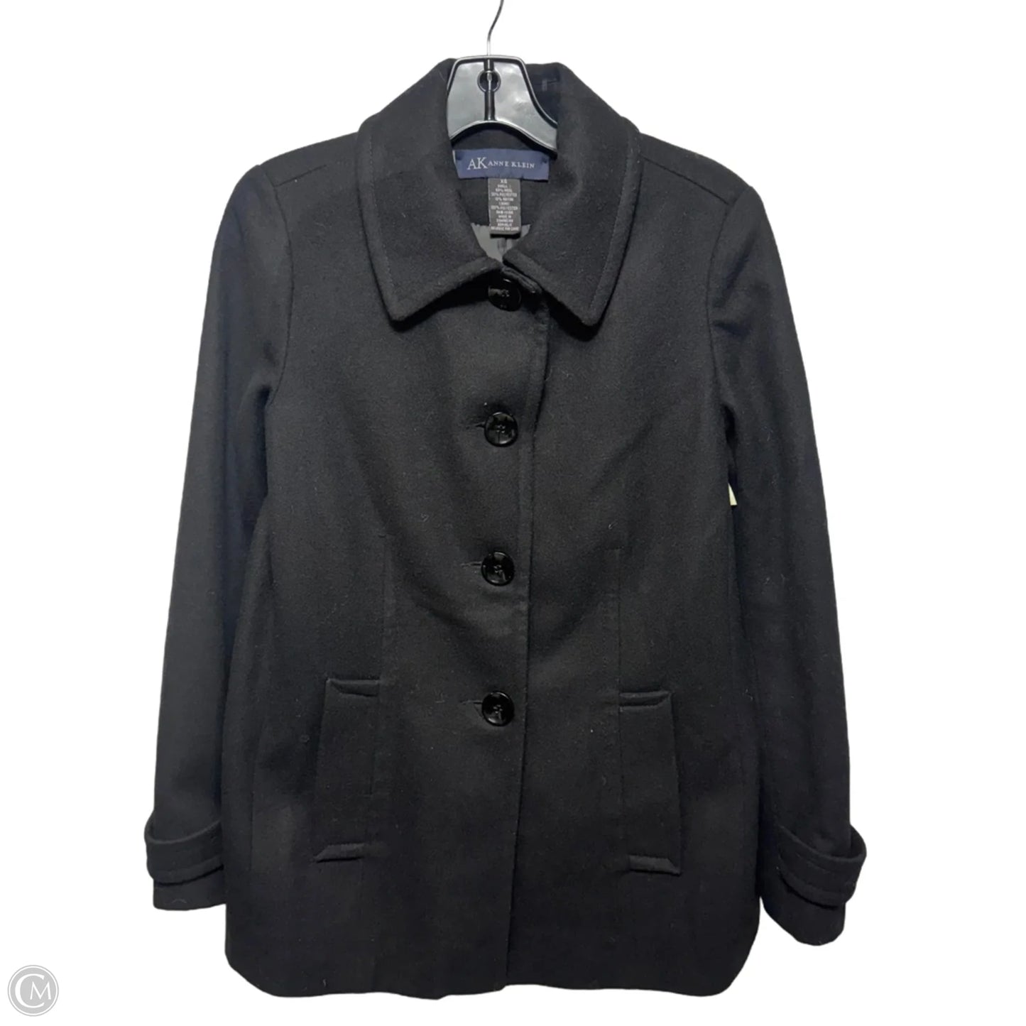 Wool Blend Coat Peacoat By Anne Klein In Black, Size: Xs