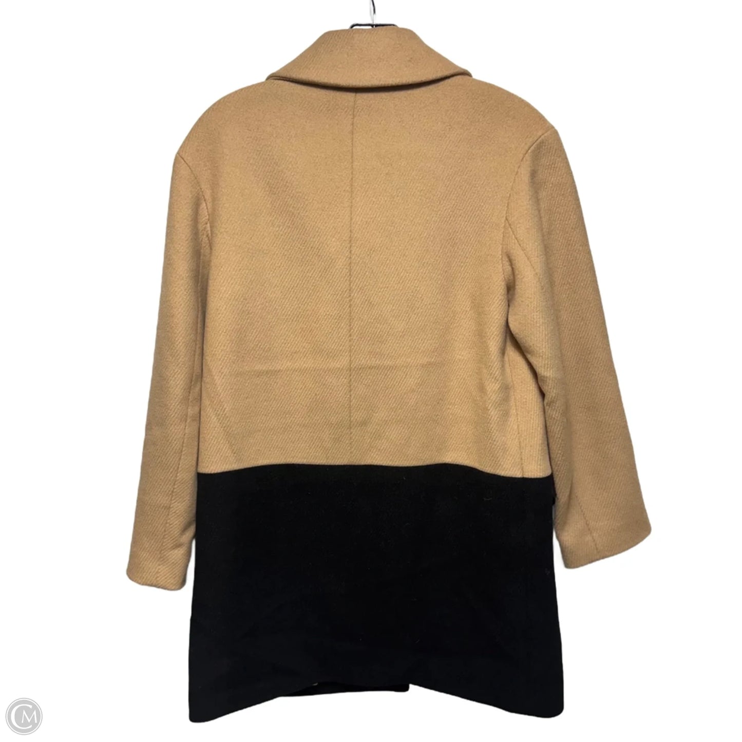 Wool Blend Coat By Talbots In Black & Tan, Size: 6 petite