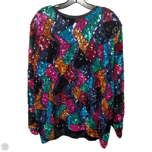 Sequin Silk Top Long Sleeve By Judith Ann Plus In Multi-colored, Size: 1X/ 16-18