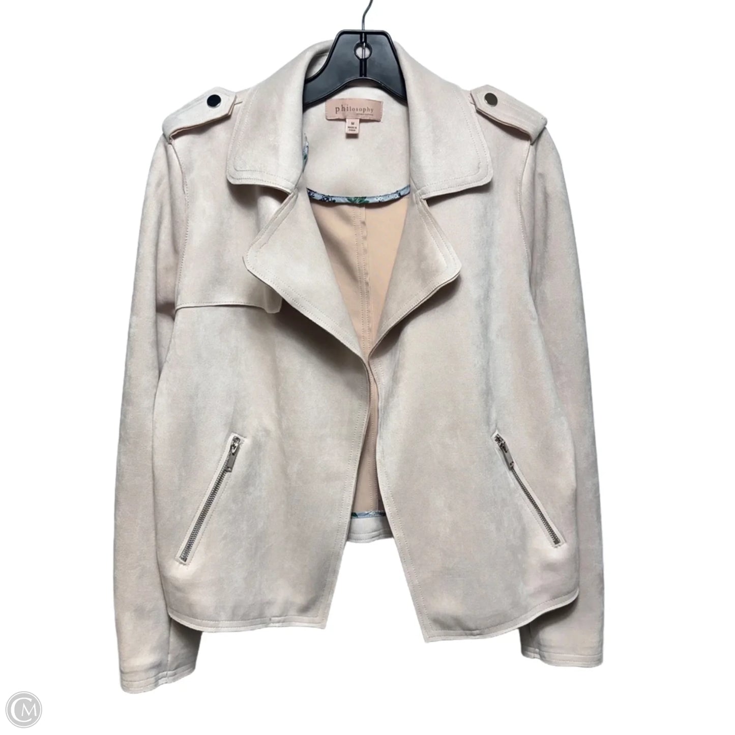 Faux Suede Moto Jacket By Philosophy In Pink, Size: M