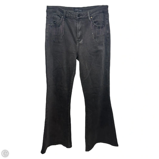 Embellished Fringe Pocket Jeans Flared By Risen In Black, Size: 12