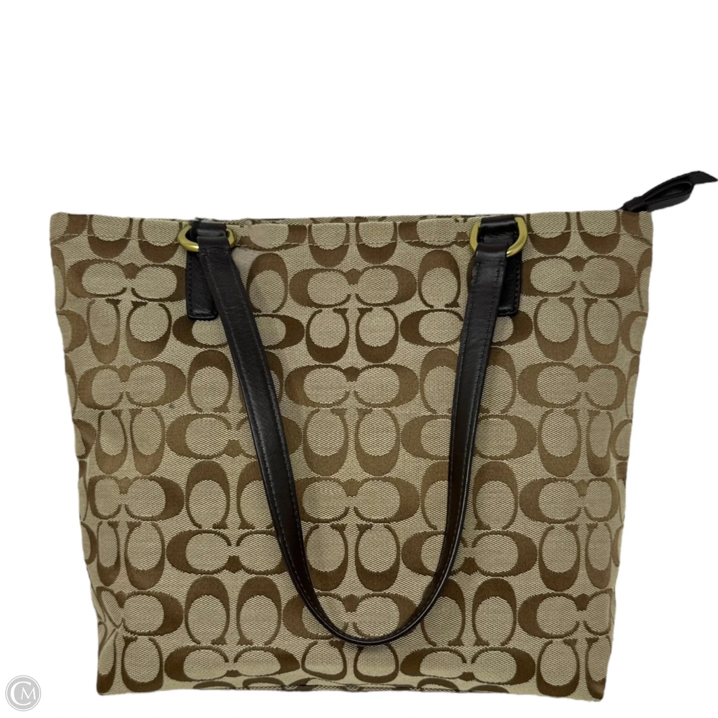 Vintage Signature Stripe 6CM Tote Designer By Coach, Size: Medium