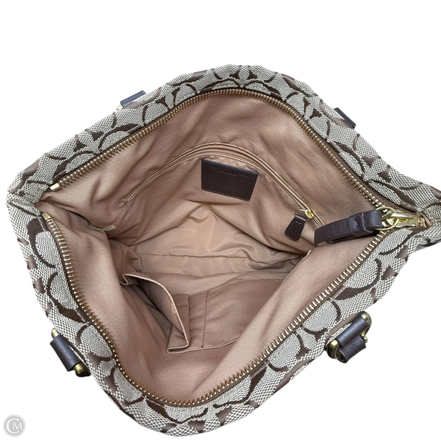 Vintage Signature Stripe 6CM Tote Designer By Coach, Size: Medium