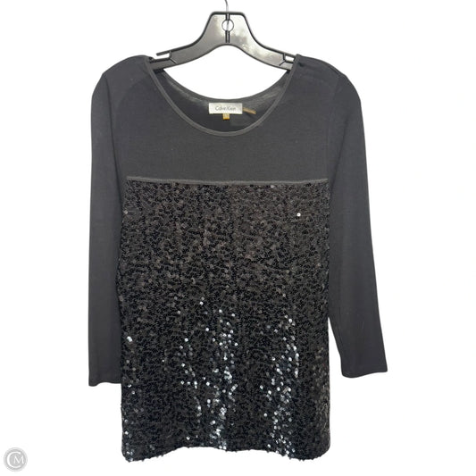 Sequin Top Long Sleeve By Calvin Klein In Black, Size: S