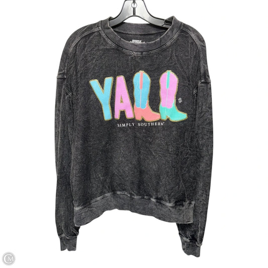 Sweatshirt Crewneck By Simply Southern In Grey, Size: L