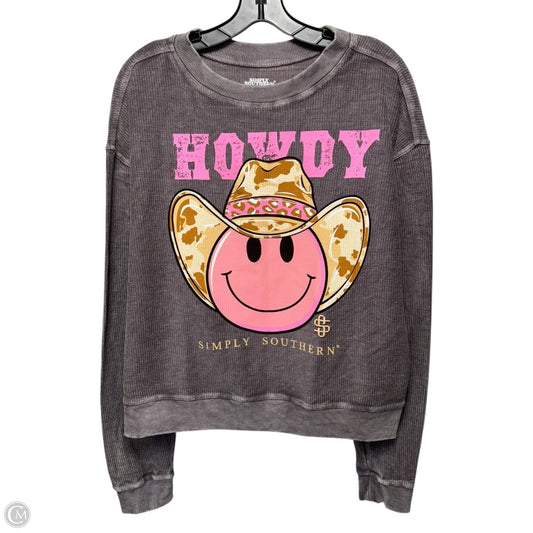 Sweatshirt Crewneck By Simply Southern In Grey, Size: L