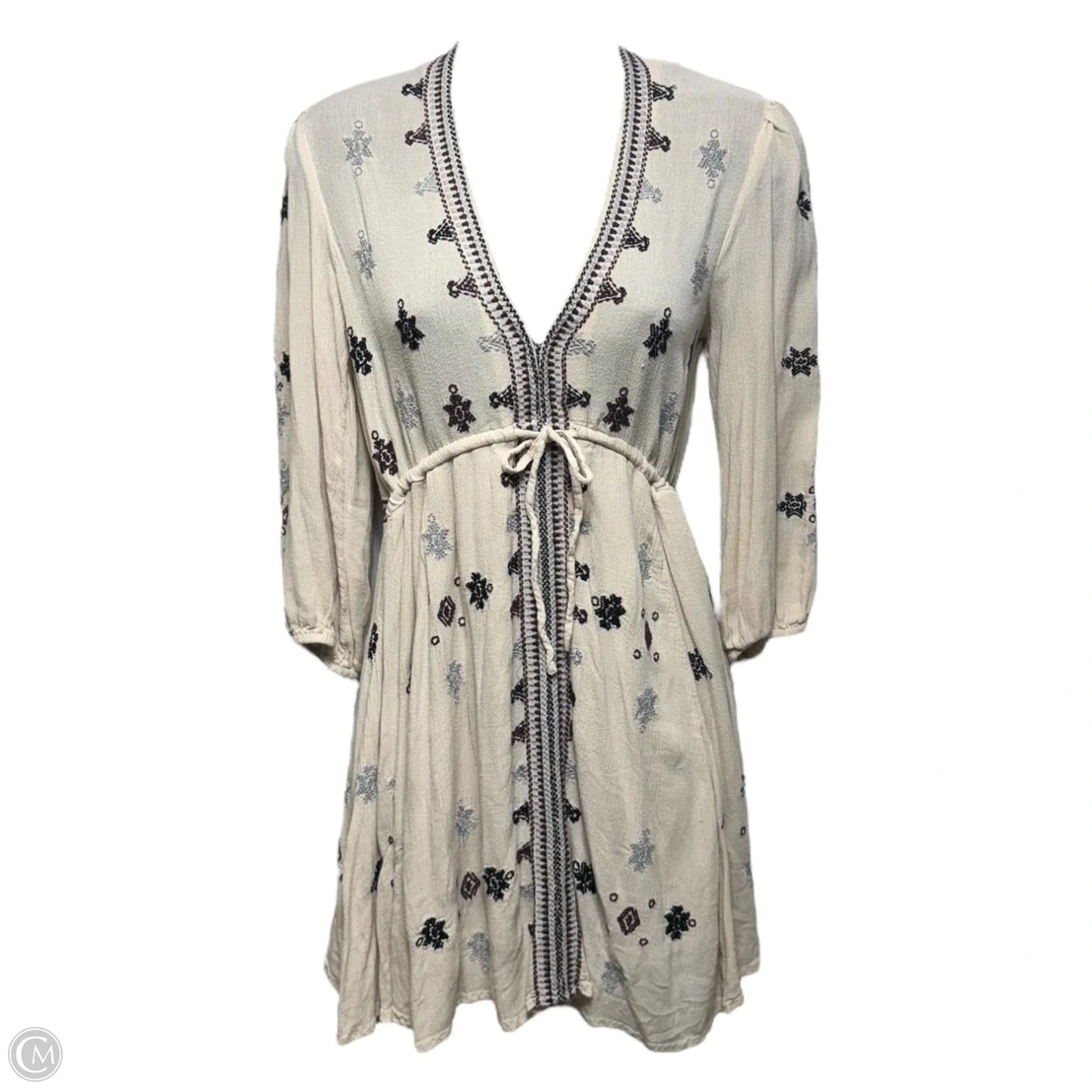 Star Gazer Embroidered Peasant Mini Dress By Free People In Tan, Size: XS