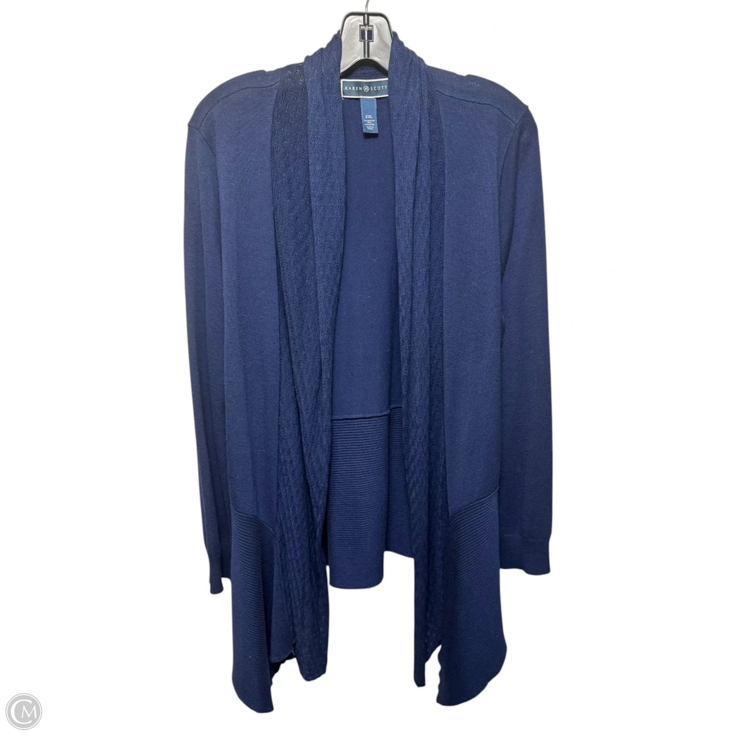 Sweater Cardigan By Karen Scott In Navy, Size: Xxl
