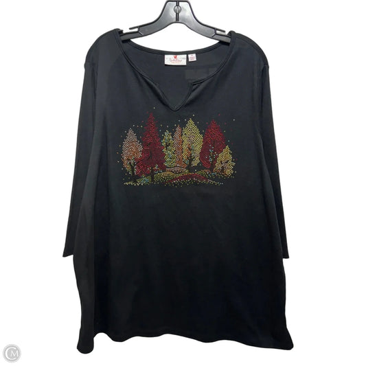 Rhinestone Trees Top 3/4 Sleeve By Quaker Factory In Multi-colored, Size: 3x