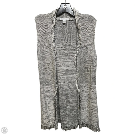 Long Vest Sweater Cardigan Designer By Belford In Black & White, Size: S