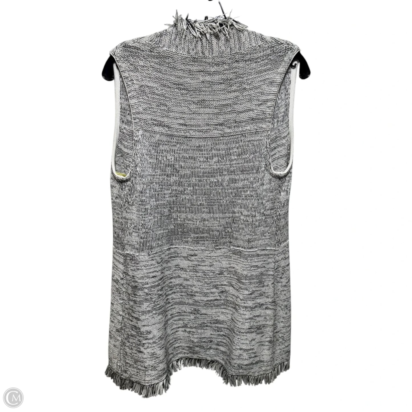 Long Vest Sweater Cardigan Designer By Belford In Black & White, Size: S