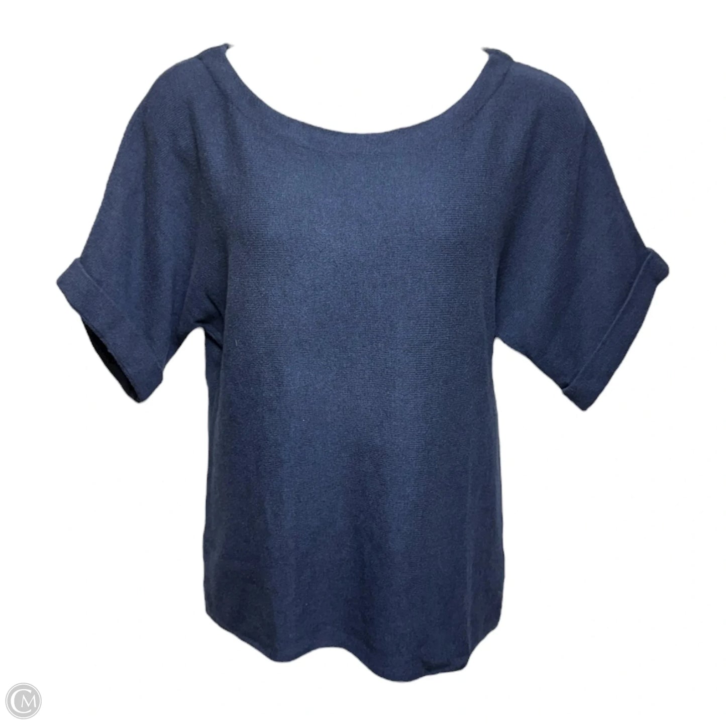 Cotton-Cashmere Blend Sweater Short Sleeve By Eileen Fisher In Blue, Size: M