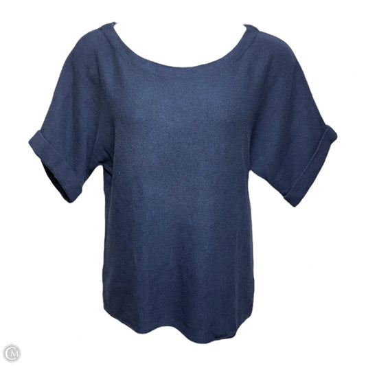 Cotton-Cashmere Blend Sweater Short Sleeve By Eileen Fisher In Blue, Size: M