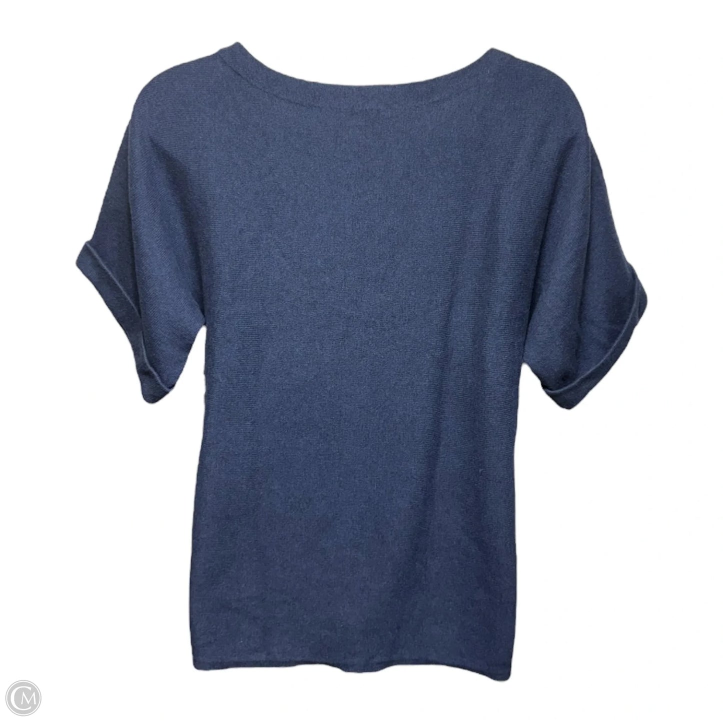 Cotton-Cashmere Blend Sweater Short Sleeve By Eileen Fisher In Blue, Size: M