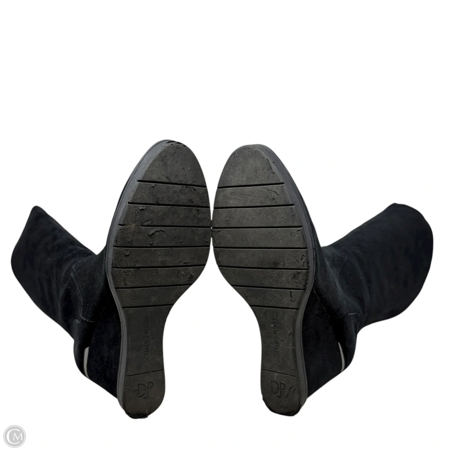 Cadi Quilted-Suede Knee Wedge Boots By Donald Pliner In Black, Size: 7.5