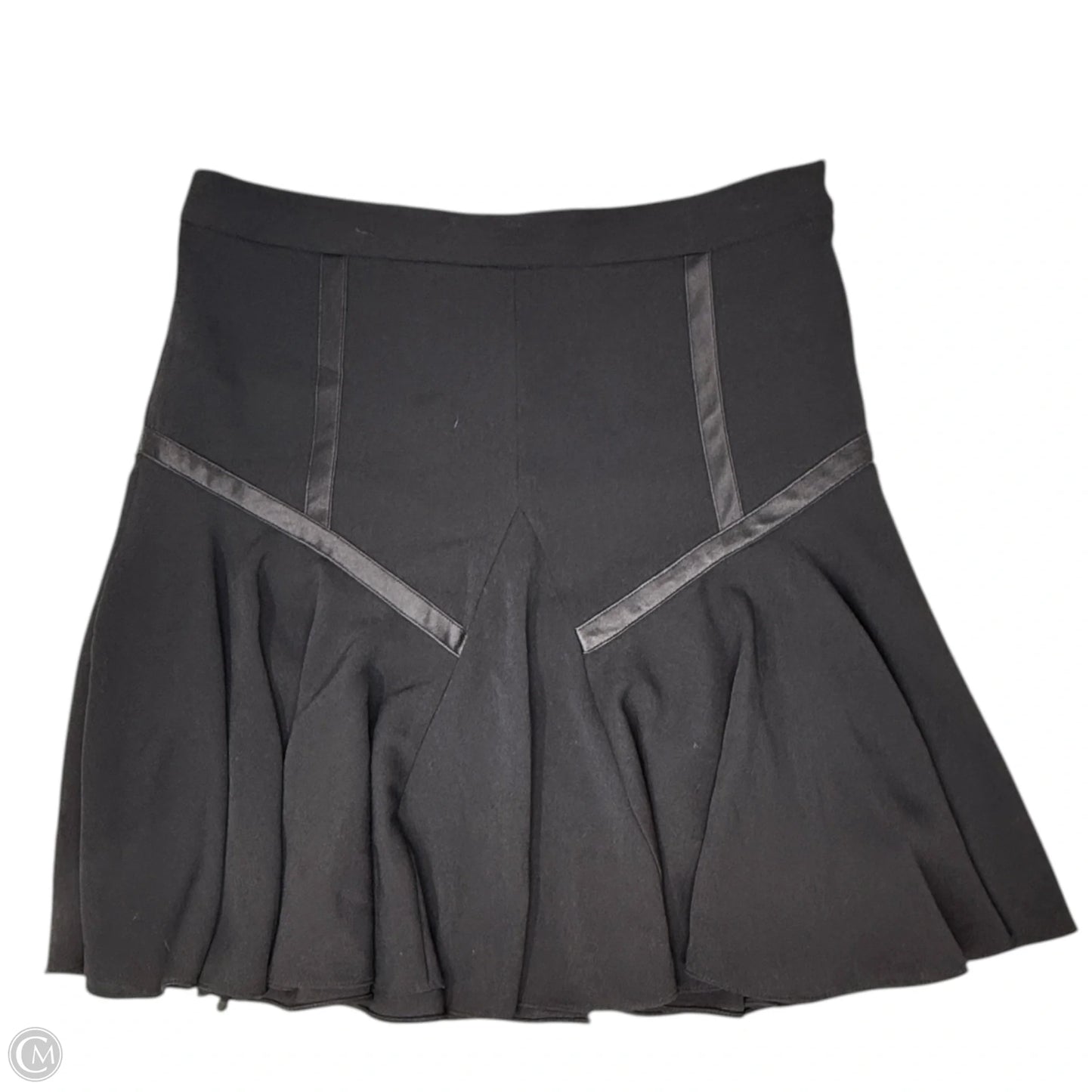 Tape Detail Flounce A-Line Fit Flare Skirt Designer By Halston Heritage In Black, Size: 8